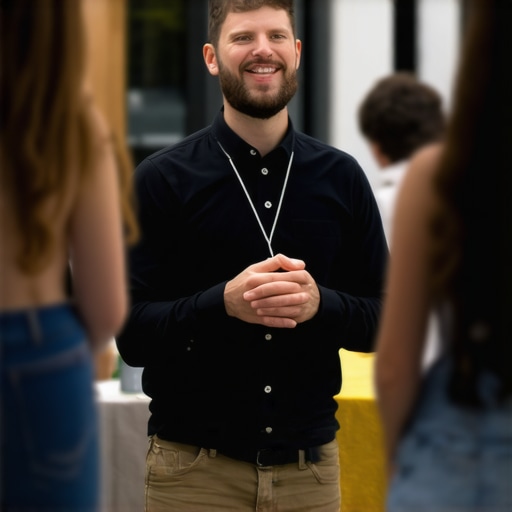 Business owner participating in local community event to improve local search rankings.