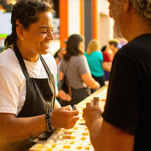 Business owner participating in local event to boost community presence