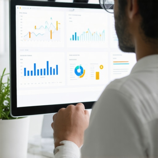 Person reviewing local SEO analytics on a computer with maps and graphs.