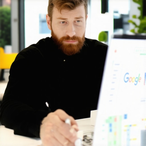 SEO expert reviewing Google Maps ranking data in an office