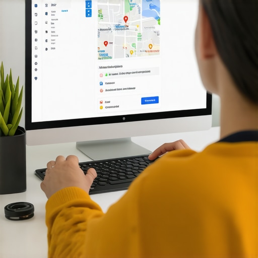 Person optimizing Google My Business profile for local SEO success.