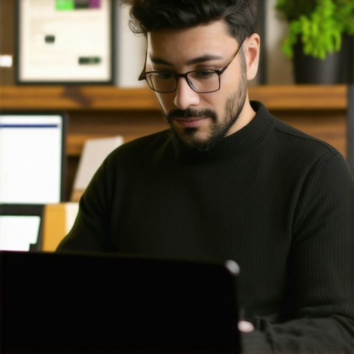 Business owner working on local SEO optimization on a laptop