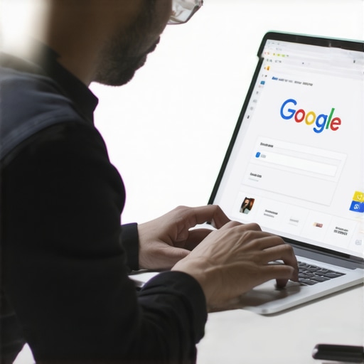 Local Business Profile Optimization Person editing Google My Business listing on laptop for local SEO enhancement.