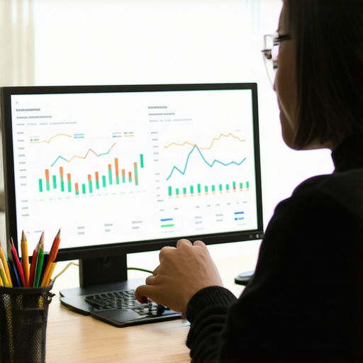 Person analyzing SEO metrics on a computer with charts and citation data