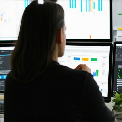 Person reviewing local SEO analytics on computer screens, emphasizing the importance of maintenance tools