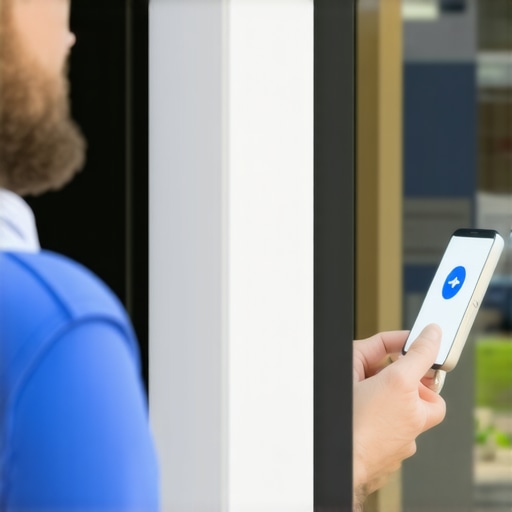 Business owner installing Bluetooth beacons to generate proximity signals for local SEO