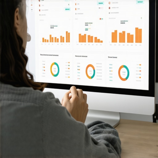 Person analyzing local search metrics on a digital dashboard.