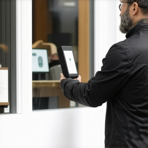 Business owner installing beacon signals at storefront to boost map pack ranking.