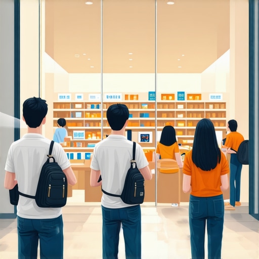 Customer smartphones near sensors and beacons inside a retail store capturing live data for local SEO.