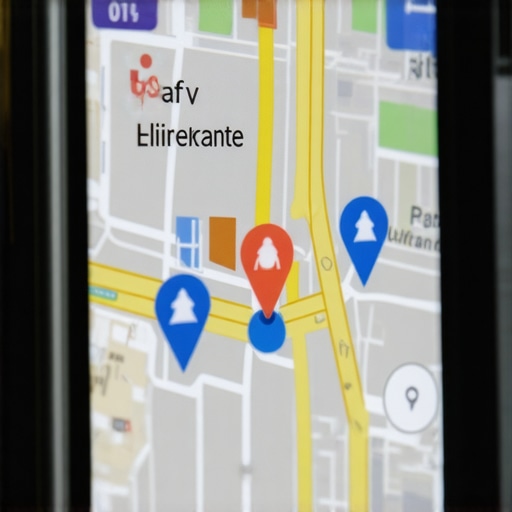 A smartphone showing local map pins and data overlays for business engagement