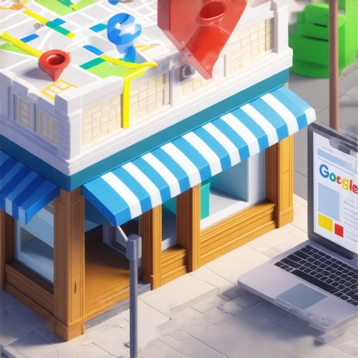 Illustration of digital signals connecting a physical store to local map rankings.