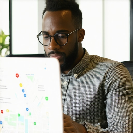 A professional conducting a NAP audit across multiple online directories to improve local search visibility.