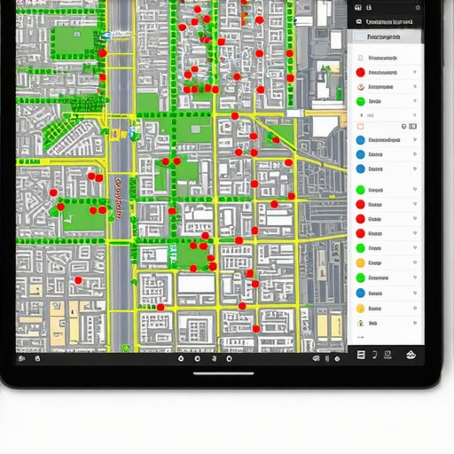 A visual GeoGrid showing local business map pack placement across a city grid.