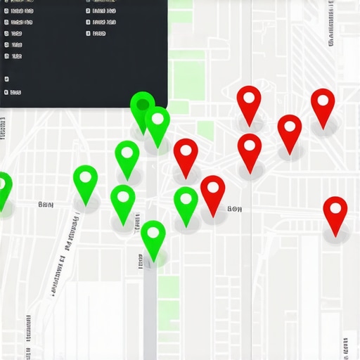 A visualization of local map pack rankings across a city grid