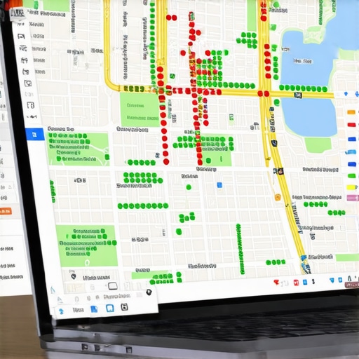 A geo-grid showing local map pack ranking performance across different neighborhood coordinates.
