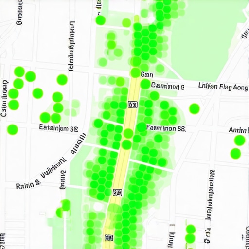 A map showing how local businesses can dominate specific neighborhood search rankings.