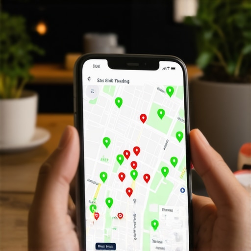 A visual representation of local search ranking positions using a grid tracker tool on a mobile device.