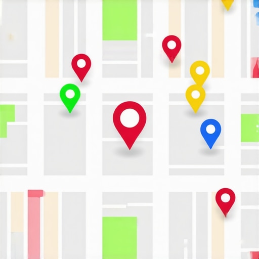 A visual representation of local map pack ranking signals using a grid-based heat map over a suburban neighborhood.