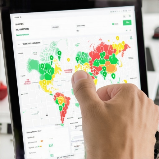 A visual representation of local ranking strength using a heatmap tool on a tablet.