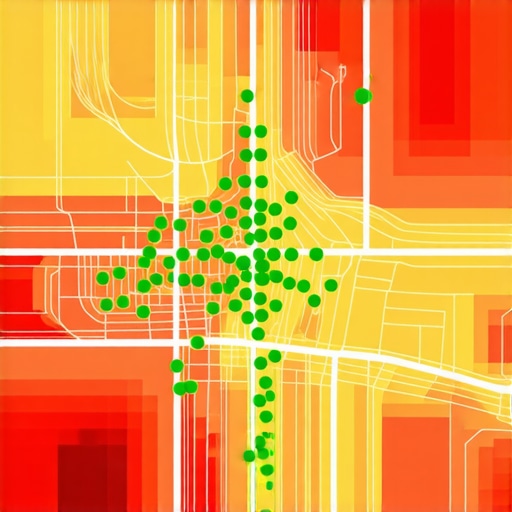Local SEO Proximity Dilution Heatmap A map showing how setting a service area too wide can negatively impact local search rankings.