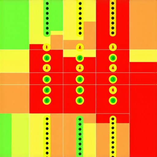 A grid-based heat map showing local business ranking across a city neighborhood.