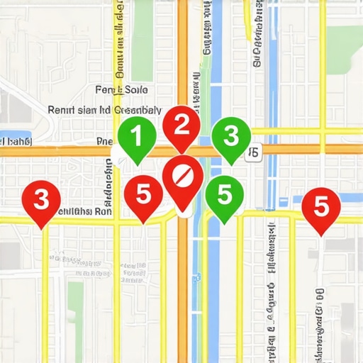 A visual representation of local map pack placement across a geographic grid.