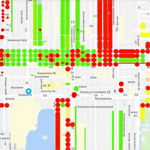 A visual representation of how business rankings change across different geographic locations in a city.
