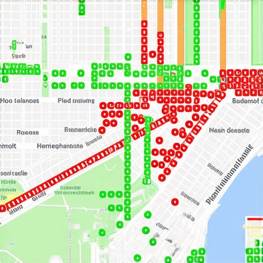 A map grid showing ranking performance for a local business across different neighborhoods.