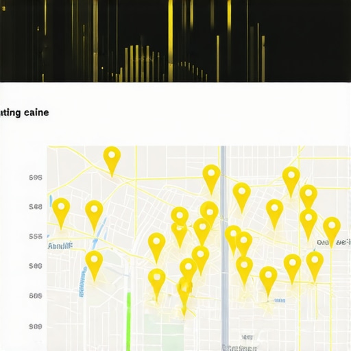 Local SEO performance dashboard and map pins A data dashboard showing growing reviews and business map visibility.