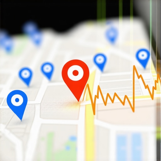 Smartphone displaying a local map pack with activity signals showing ranking growth for a business listing.