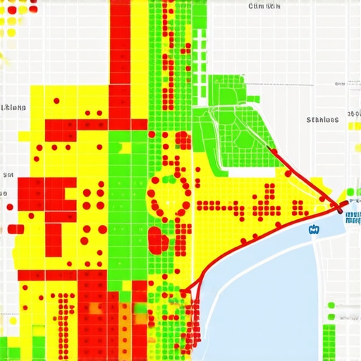 Visual heatmap showing local business map rankings across a geographic grid.