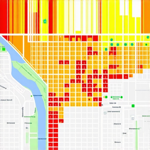 A visual map ranking grid showing local pack visibility across a neighborhood.