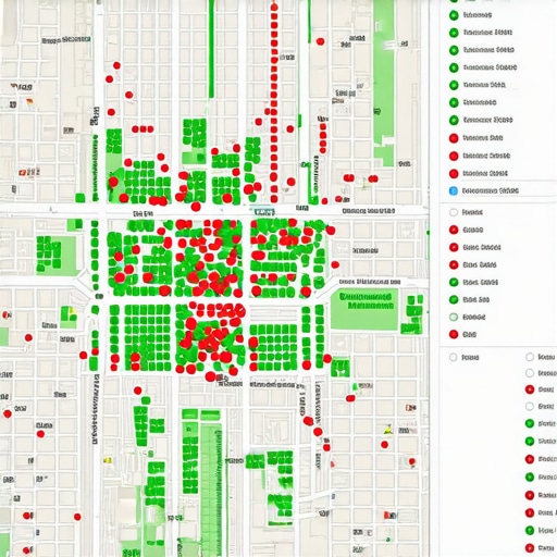 A visual representation of map pack ranking positions across a local neighborhood grid.