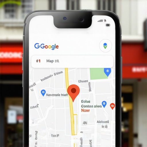 A smartphone displaying a top-ranked local business listing in the Google Maps 3-pack.