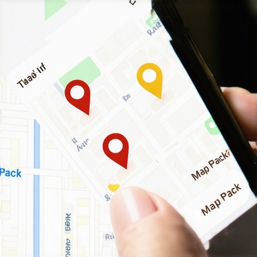 A smartphone showing local search results in the Google Map Pack.