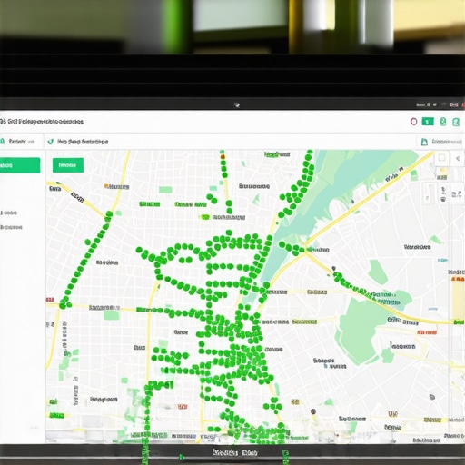 Screenshot of a local SEO tool showing grid-based ranking positions for a business listing.