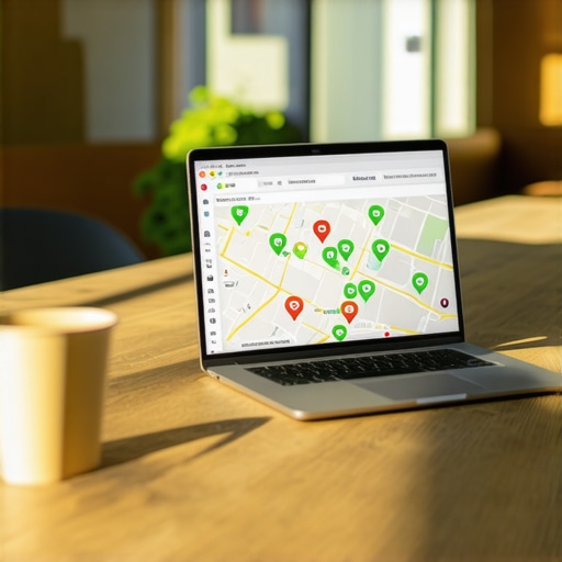 A small business owner tracking their map pack placement on a laptop.