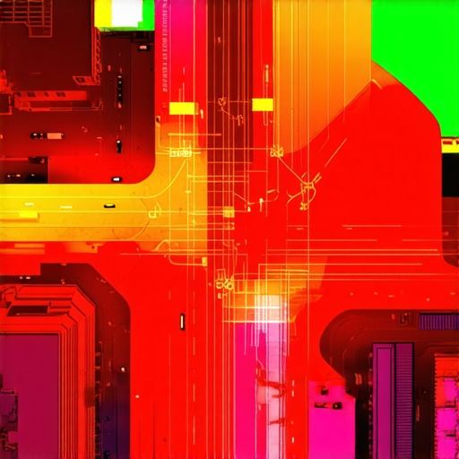 Urban Local Visibility Heat Map A heat map illustrating business ranking strength in a dense city environment focusing on a five-block radius