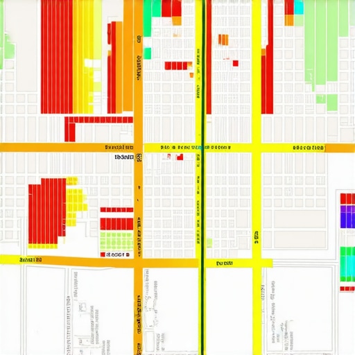 Visualizing Proximity and Local Map Ranking Fluctuations A map showing hyper-local ranking data points for a business listing.