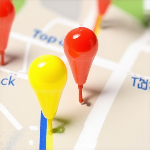 A digital map showing three businesses successfully ranked in the Google local pack.